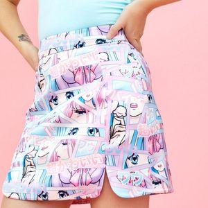 Dolls Kill Sugar Thrillz Comic Kawaii Mini Skirt